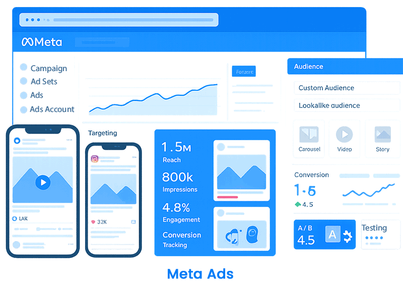 Grow your business with MarketMust Meta Ads services – targeted Facebook & Instagram campaigns for leads, traffic, and sales